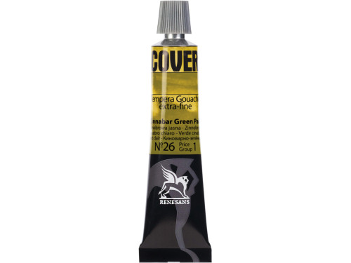 Tempera Gouache Cover - Renesans - 26, Cinnabar Green Pale, 20 ml