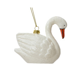 Shatterproof pendant Swan - white, 5,7 x 10 cm