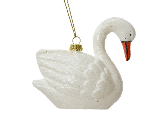 Shatterproof pendant Swan - white, 5,7 x 10 cm