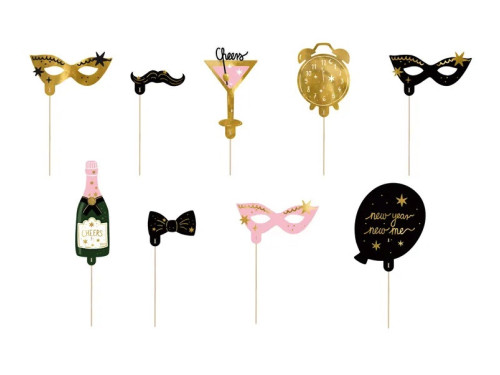 Party photo props New Year - 9 pcs.