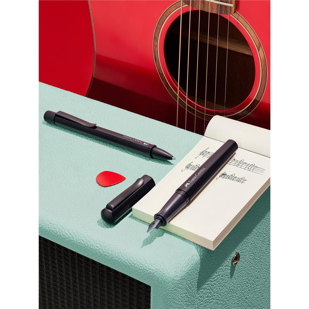 Gift set with Hexo fountain pen and ballpoint pen - Faber-Castell - Black matt