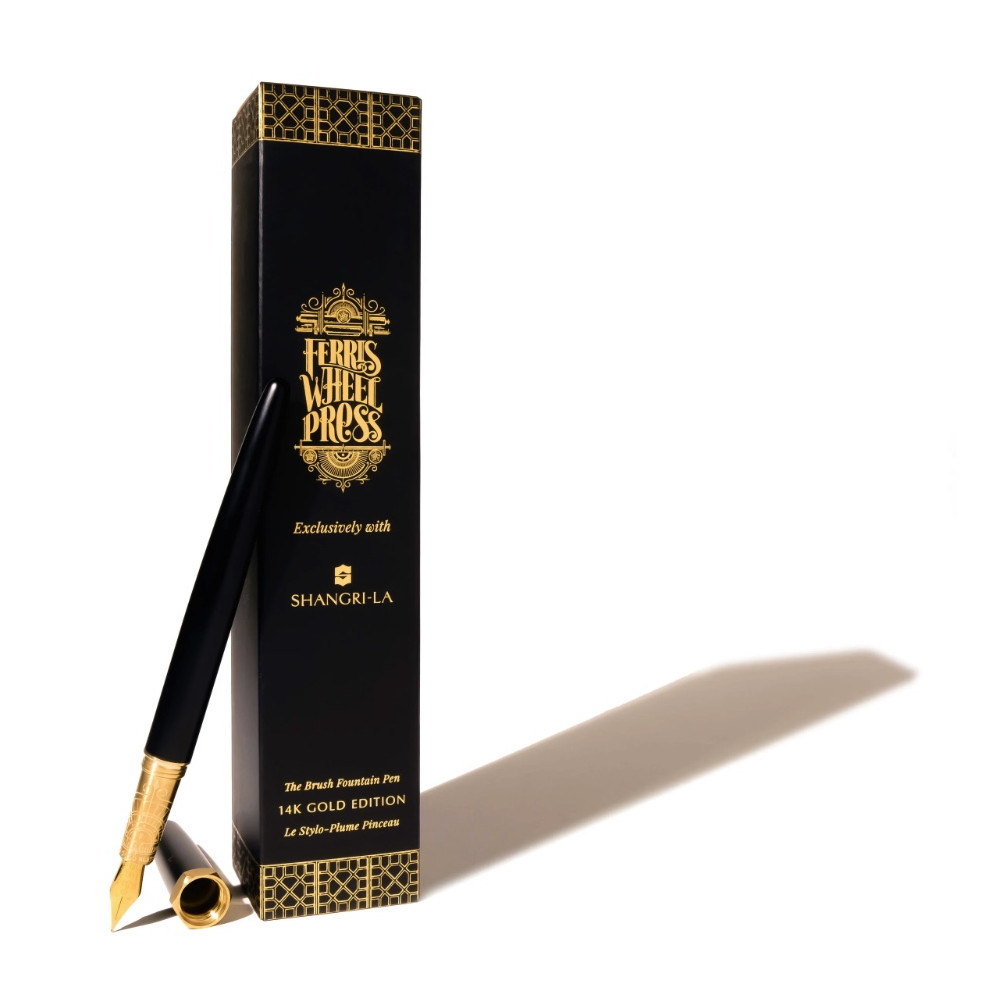 Shangri La Hotels Brush Fountain Pen Gold Plated Nib  - Ferris Wheel Press - Black, F