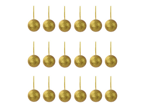 Styrofoam glitter baubles - gold, 25 mm, 18 pcs.