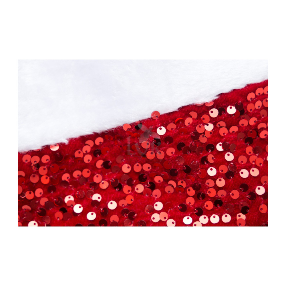 Skarpeta świąteczna na prezenty z cekinami - czerwona, 18 x 38 cm