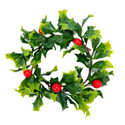 Christmas wreath with holly - 14 cm