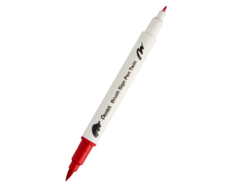 Double-sided marker Brush Sign Pen Twin - Pentel - red