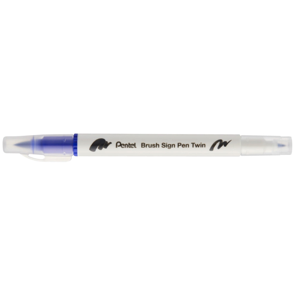 Dwustronny pisak pędzelkowy Brush Sign Pen Twin - Pentel - niebieski