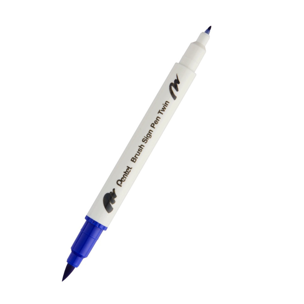 Double-sided marker Brush Sign Pen Twin - Pentel - blue