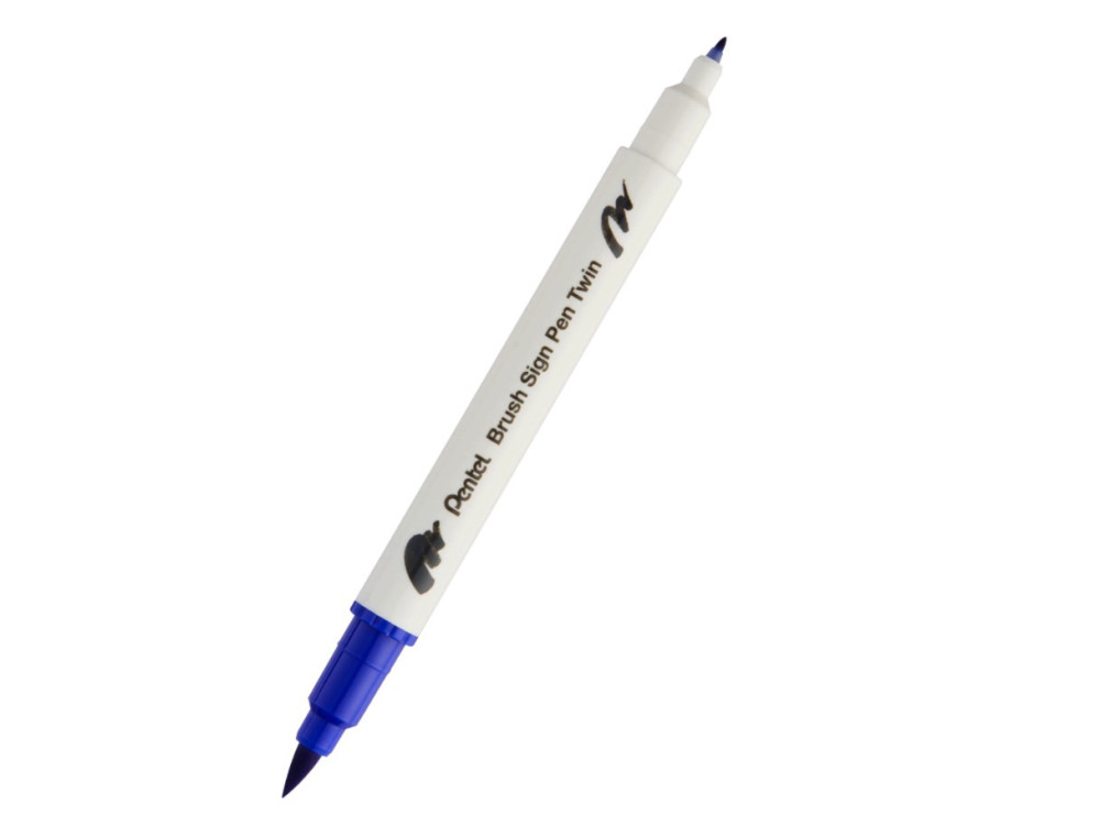 Double-sided marker Brush Sign Pen Twin - Pentel - blue