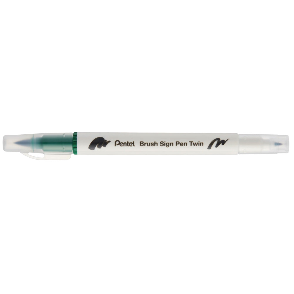 Dwustronny pisak pędzelkowy Brush Sign Pen Twin - Pentel - zielony