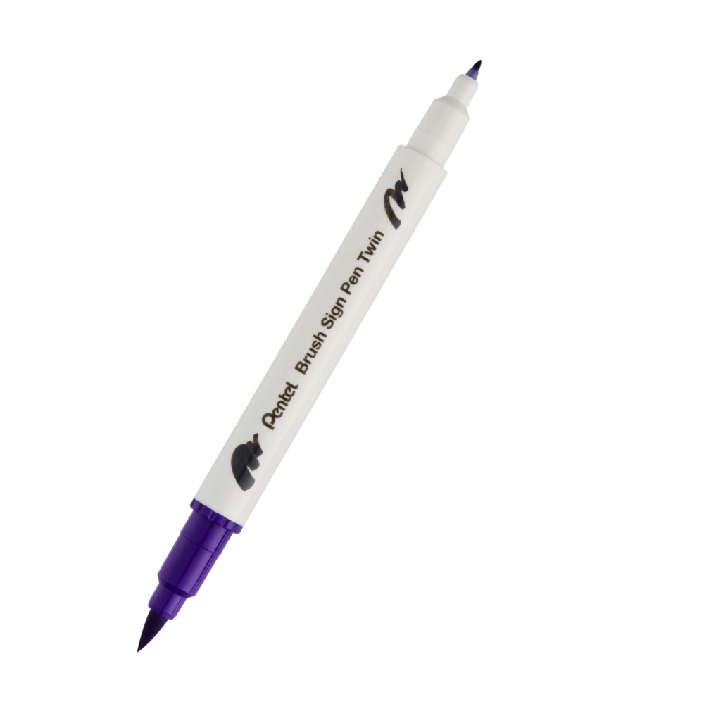 Dwustronny pisak pędzelkowy Brush Sign Pen Twin - Pentel - fioletowy