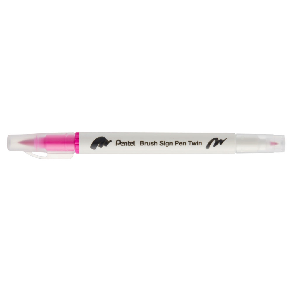 Dwustronny pisak pędzelkowy Brush Sign Pen Twin - Pentel - różowy