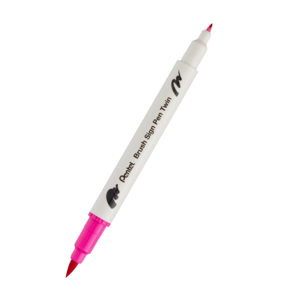 Dwustronny pisak pędzelkowy Brush Sign Pen Twin - Pentel - różowy