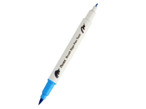 Dwustronny pisak pędzelkowy Brush Sign Pen Twin - Pentel - błękitny