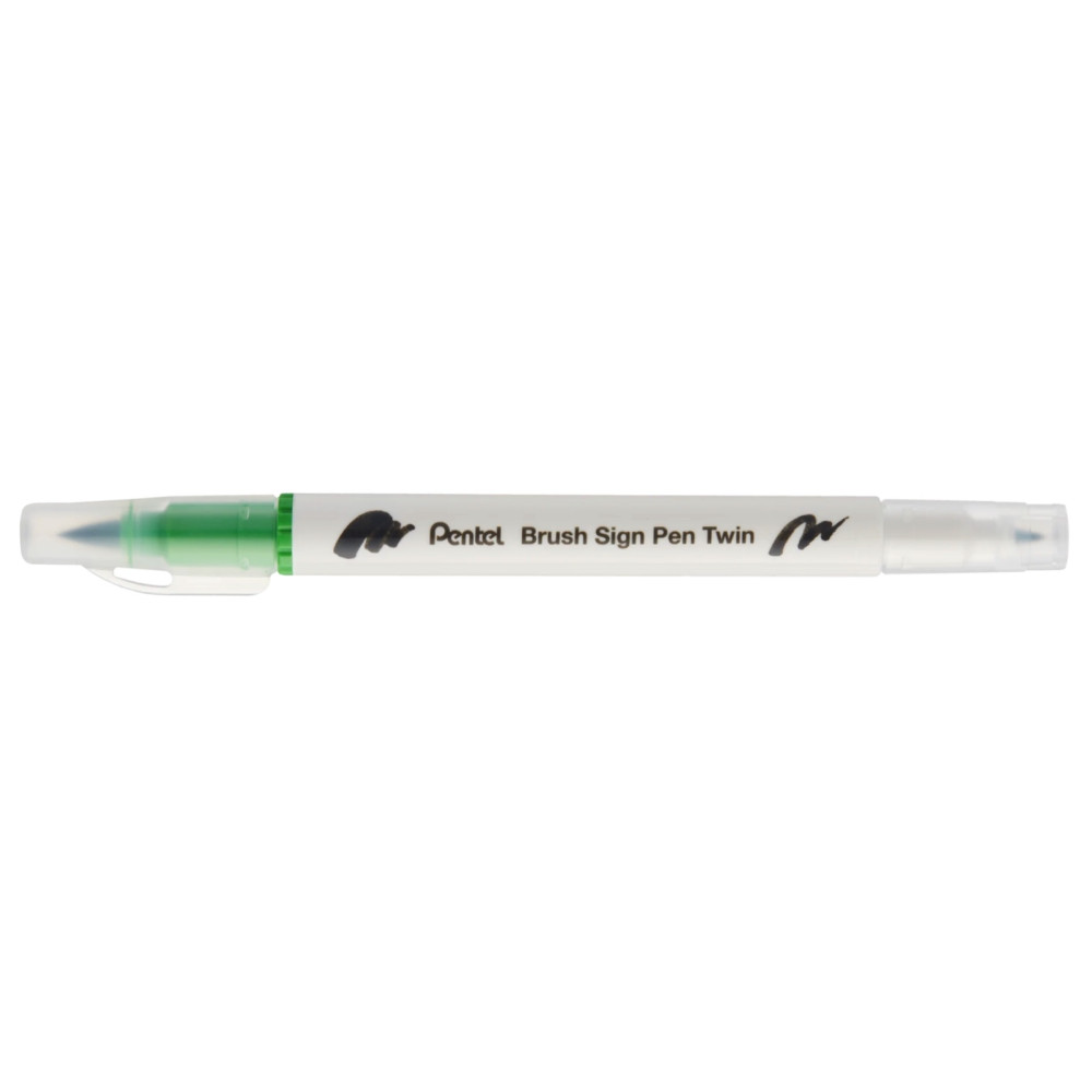 Dwustronny pisak pędzelkowy Brush Sign Pen Twin - Pentel - jasnozielony