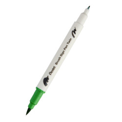 Dwustronny pisak pędzelkowy Brush Sign Pen Twin - Pentel - jasnozielony