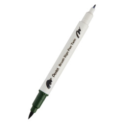 Dwustronny pisak pędzelkowy Brush Sign Pen Twin - Pentel - oliwkowy