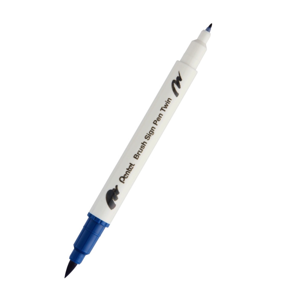 Double-sided marker Brush Sign Pen Twin - Pentel - steel blue
