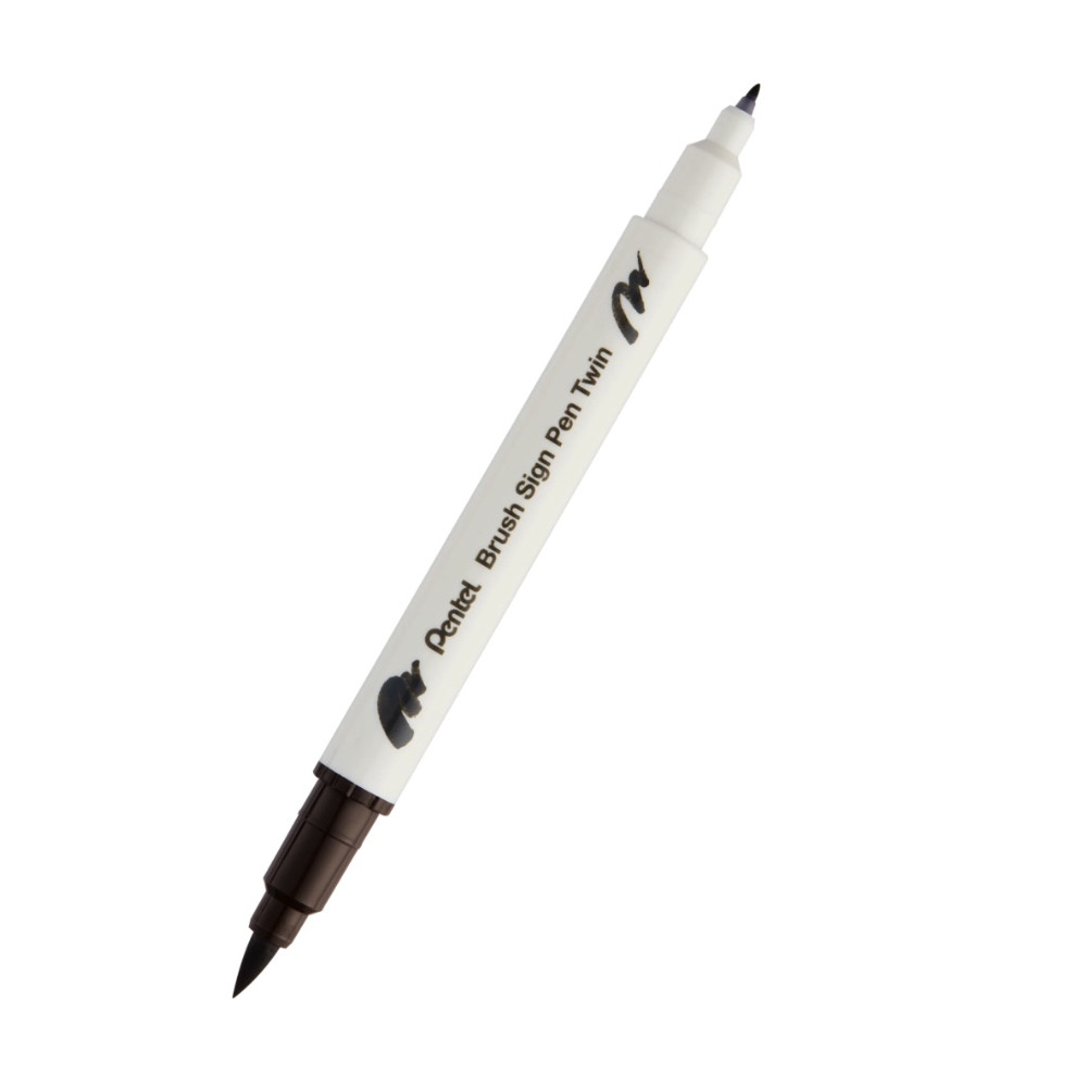 Dwustronny pisak pędzelkowy Brush Sign Pen Twin - Pentel - ciemnobrązowy
