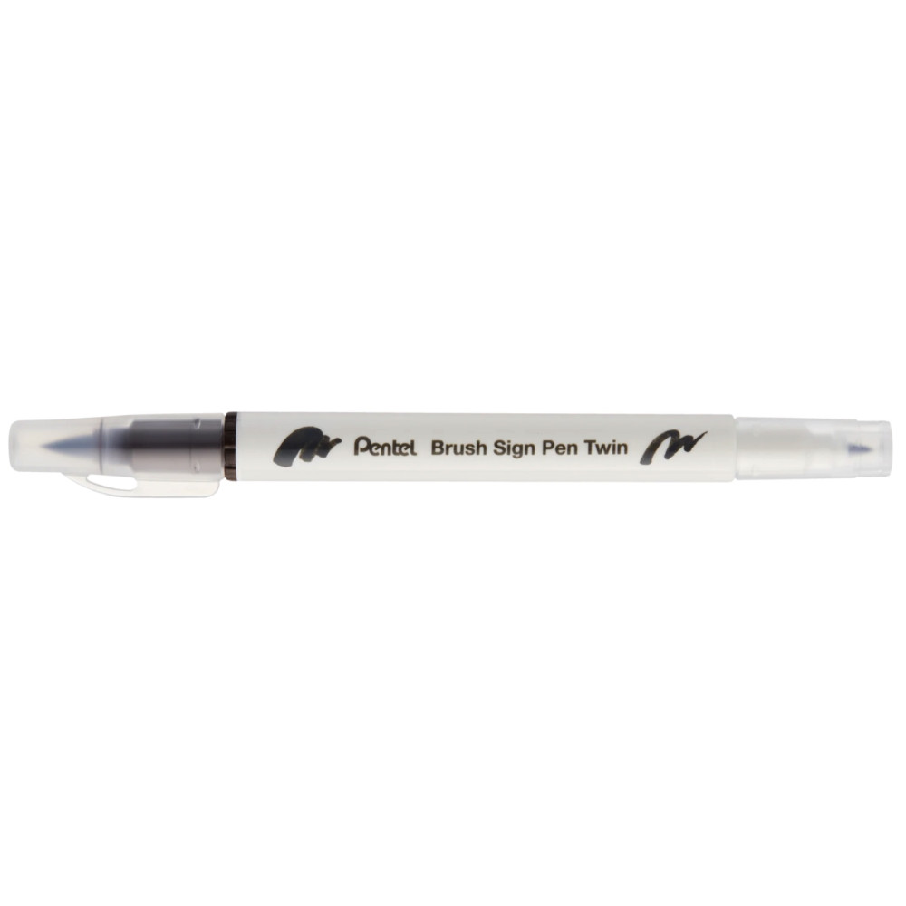Dwustronny pisak pędzelkowy Brush Sign Pen Twin - Pentel - ciemnobrązowy