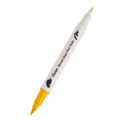 Dwustronny pisak pędzelkowy Brush Sign Pen Twin - Pentel - żółty