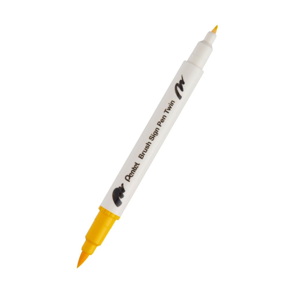 Dwustronny pisak pędzelkowy Brush Sign Pen Twin - Pentel - żółty