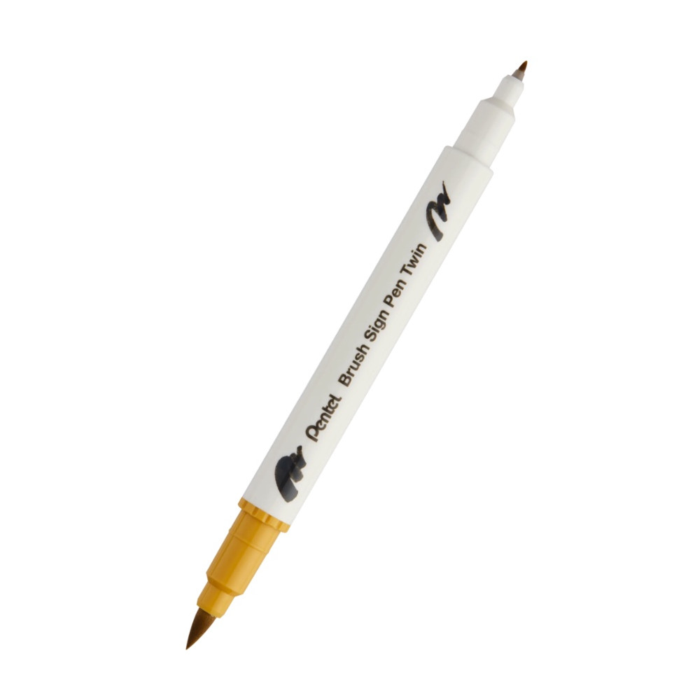 Double-sided marker Brush Sign Pen Twin - Pentel - gold ochre