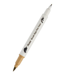 Dwustronny pisak pędzelkowy Brush Sign Pen Twin - Pentel - beżowy