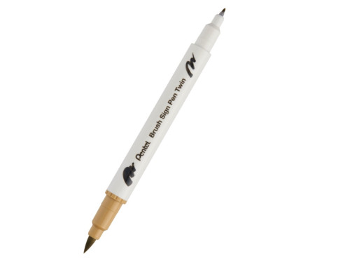 Dwustronny pisak pędzelkowy Brush Sign Pen Twin - Pentel - beżowy