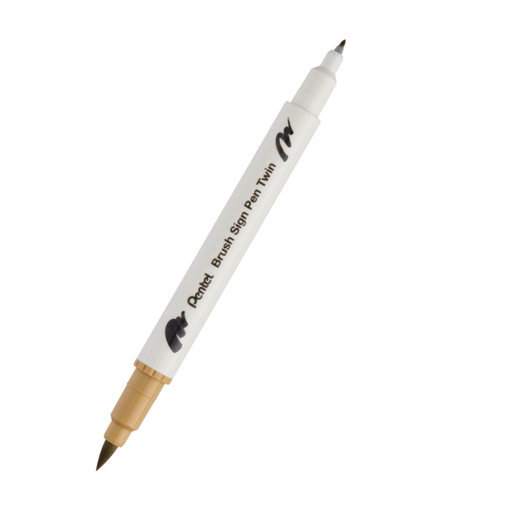 Dwustronny pisak pędzelkowy Brush Sign Pen Twin - Pentel - beżowy