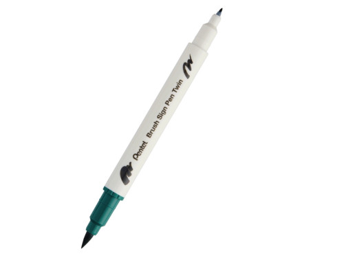Dwustronny pisak pędzelkowy Brush Sign Pen Twin - Pentel - ciemnozielony