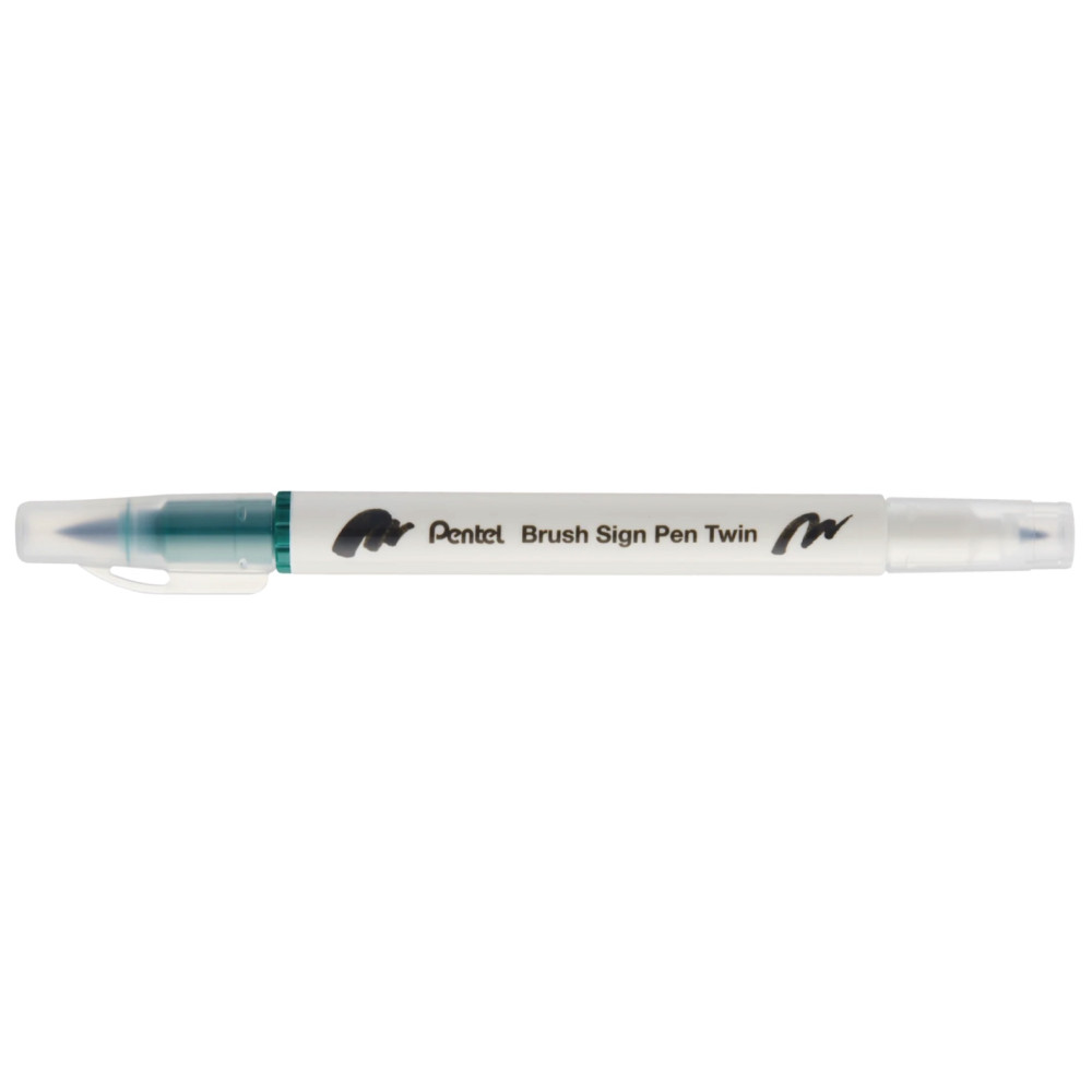 Dwustronny pisak pędzelkowy Brush Sign Pen Twin - Pentel - ciemnozielony