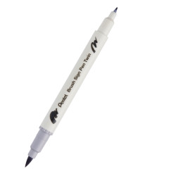 Double-sided marker Brush Sign Pen Twin - Pentel - silver grey