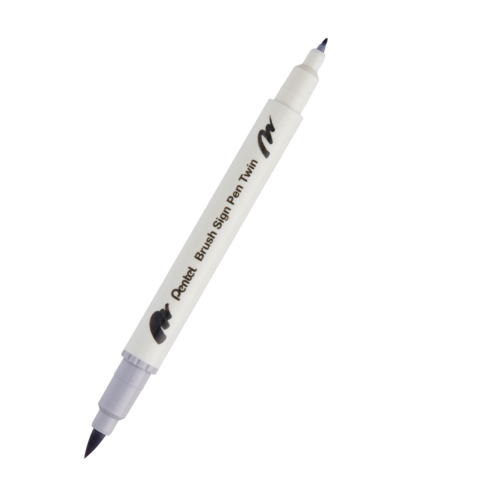 Dwustronny pisak pędzelkowy Brush Sign Pen Twin - Pentel - srebrnoszary