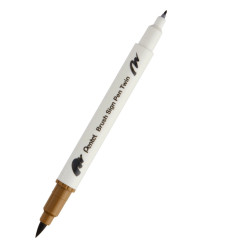 Dwustronny pisak pędzelkowy Brush Sign Pen Twin - Pentel - surowa umbra