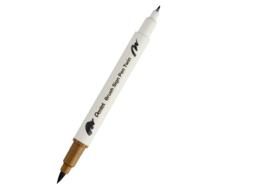 Dwustronny pisak pędzelkowy Brush Sign Pen Twin - Pentel - surowa umbra