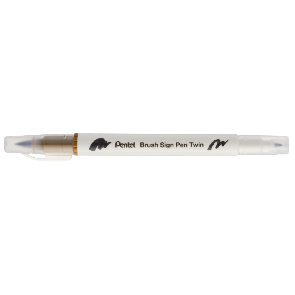 Dwustronny pisak pędzelkowy Brush Sign Pen Twin - Pentel - surowa umbra