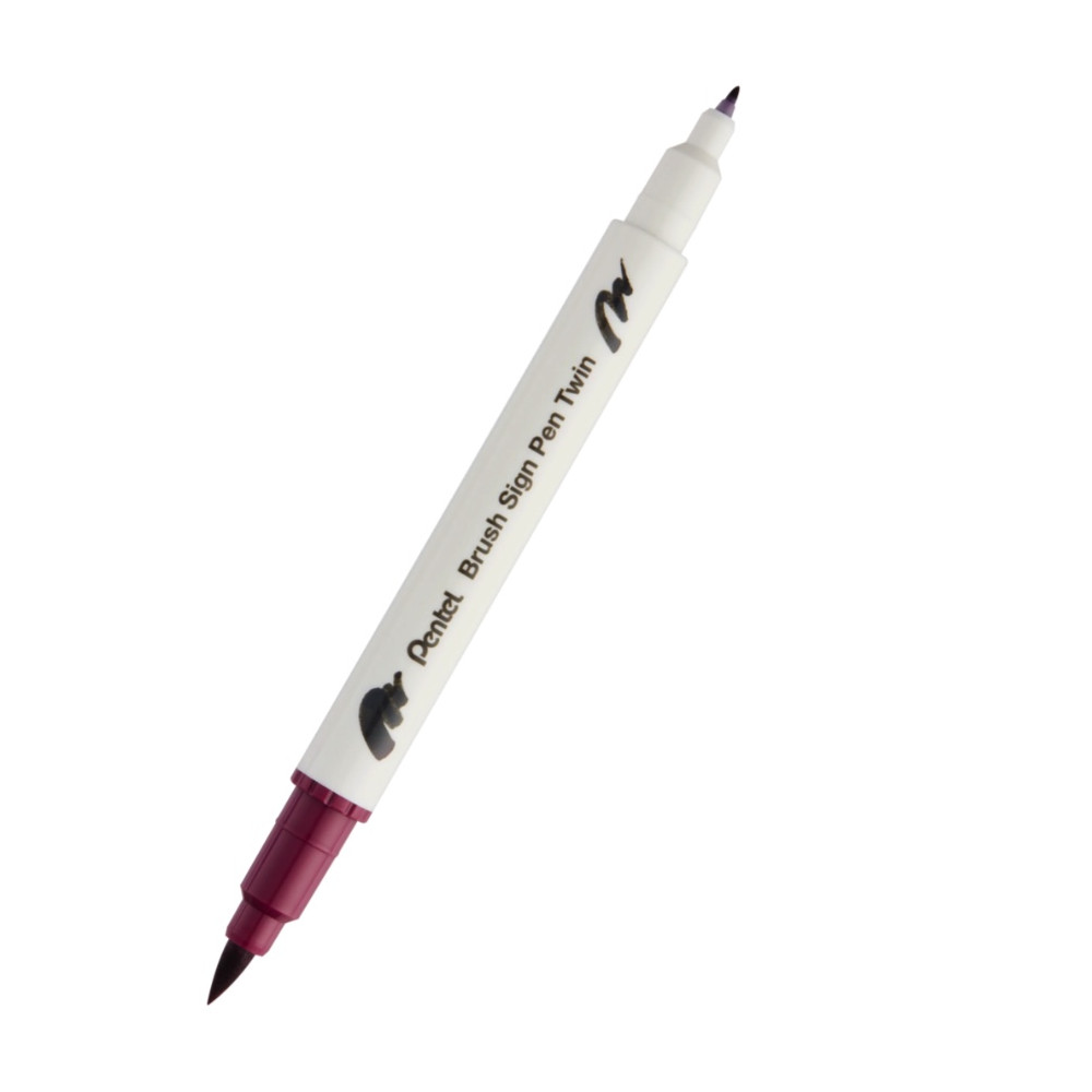 Dwustronny pisak pędzelkowy Brush Sign Pen Twin - Pentel - bordowy