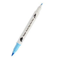 Dwustronny pisak pędzelkowy Brush Sign Pen Twin - Pentel - jasny błękit
