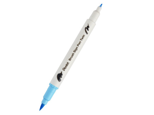 Dwustronny pisak pędzelkowy Brush Sign Pen Twin - Pentel - jasny błękit