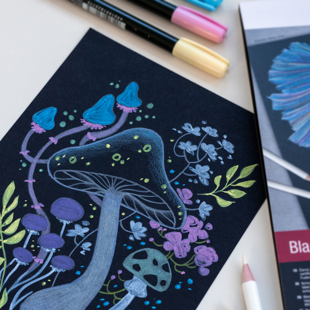 Set of Fudenosuke Brush Pen Pastel with paper - Tombow - 6 colors