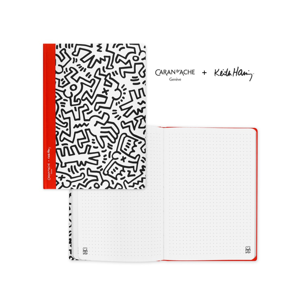 Notes Keith Haring A5 - Caran d'Ache - w kropki, biały, 90 g