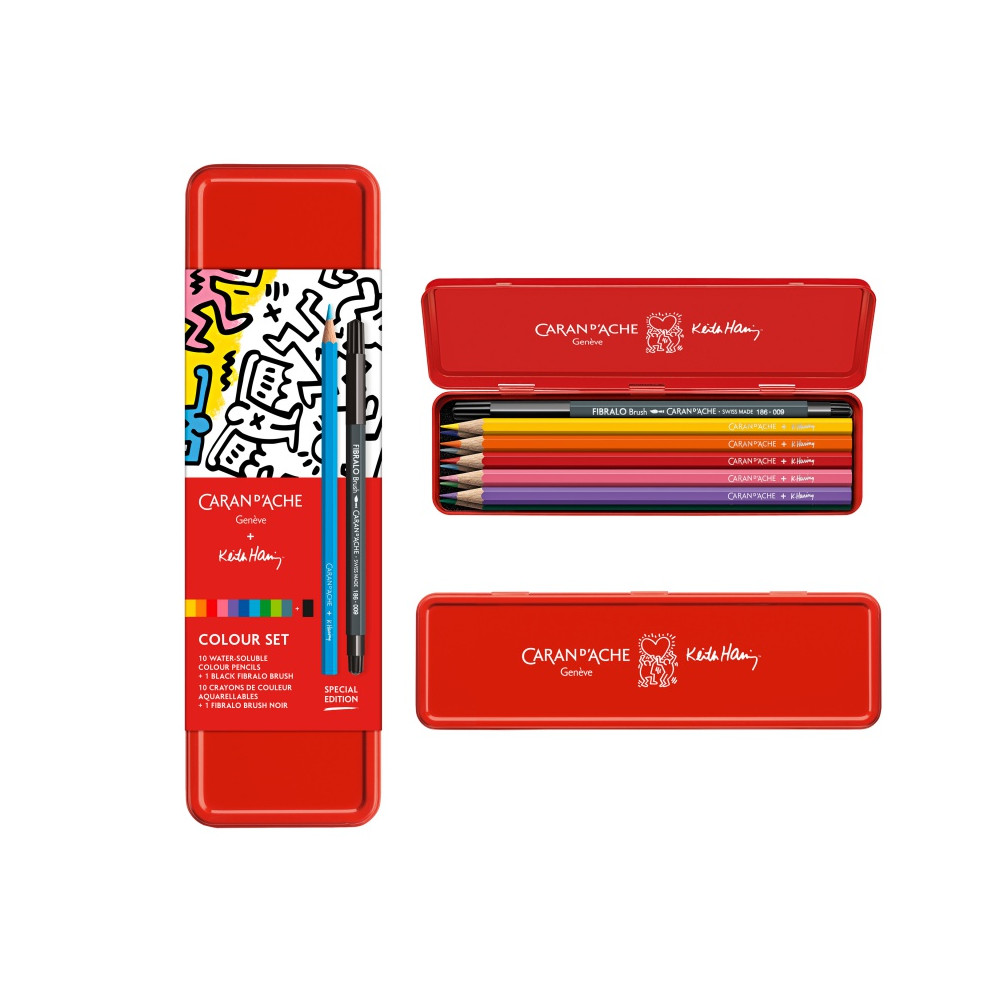 Set de 10 crayons aquarellables + 1 feutre Fibralo Brush - Keith