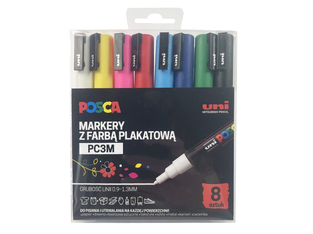 Set of Posca Paint Markers Pen PC-3M - Uni - 8 colors