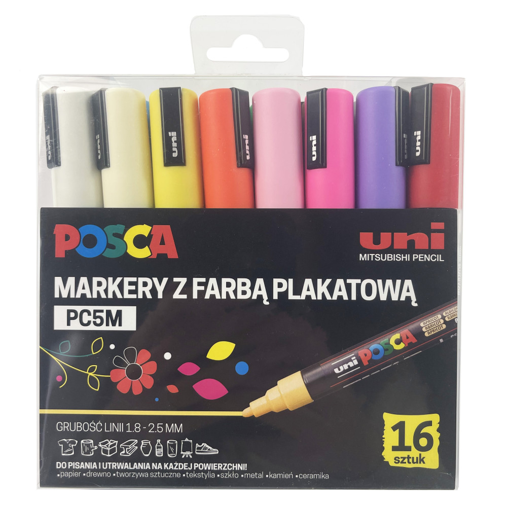 Set of Posca Paint Markers Pen PC-5M - Uni - 16 colors