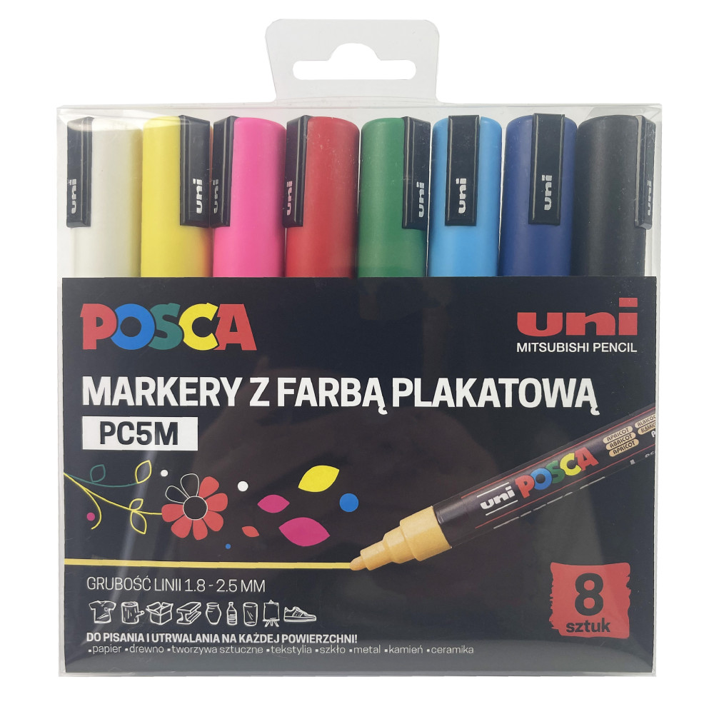 Set of Posca Paint Markers Pen PC-5M - Uni - 8 colors