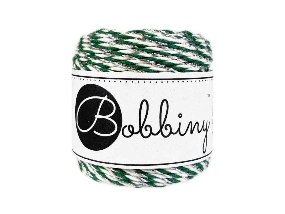 Cotton cord for macrames - Bobbiny - Holiday Silver, 1,5 mm, 35m