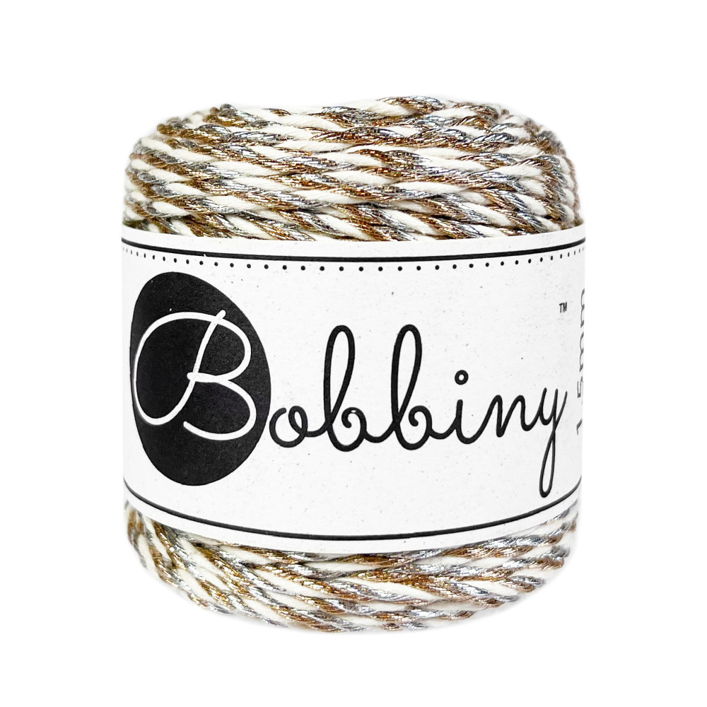Cotton cord for macrames - Bobbiny - Holiday Sparkle, 1,5 mm, 35m