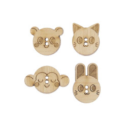 Wooden Animals buttons 1 - Rico Design - 4 pcs.