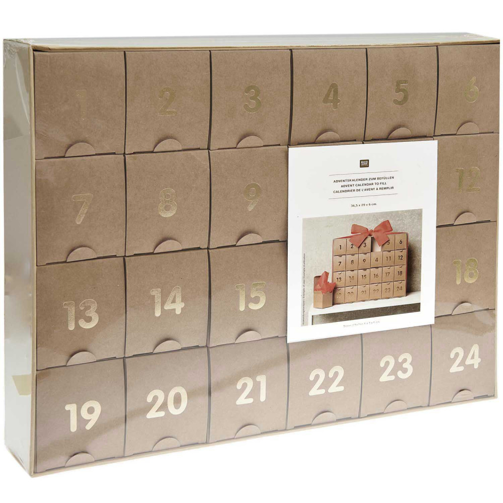 Advent calendar - Rico Design - kraft and gold, 24 pcs.